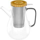 Meilleure théière en verre borosilicate avec réchaud – Comparatif %currentmonth% %currentyear% amapodo Théière avec insert pour tamis 1100ml - Cadeau, Verseuse en verre avec couvercle pour filtre en acier inoxydable et tamis amovible sans gouttes