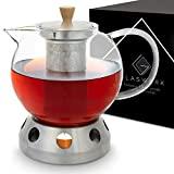 Meilleure théière en verre borosilicate avec réchaud – Comparatif %currentmonth% %currentyear% GLASWERK théière en verre avec ensemble théière, avec passoire en acier inoxydable - 1,3 L