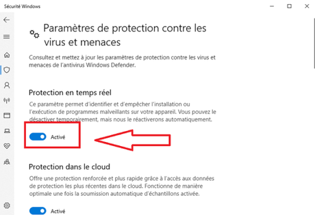 Désactiver antimalware service exécutable sous Windows 10