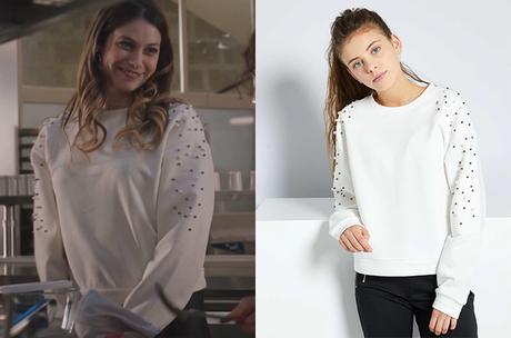 ICI TOUT COMMENCE : le sweat blanc à perles de Laetitia dans l’épisode