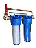 Meilleur filtre anti-calcaire – Comparatif %currentmonth% %currentyear% AQUAWATER - 104041 - Station filtre double avec cartouches de filtration et anticalcaire/ anticorrosion - Facilité de raccordement inégalée - Durée des cartouches : 24 mois