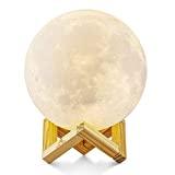 Meilleure lampe boule – Comparatif %currentmonth% %currentyear% Lampe Lune 3D, ALED LIGHT Veilleuse LED Lampe Luna Tactile 3 Couleurs, 15cm/5,9inch Diamètre, USB Rechargeable Veilleuse Lune pour Chambre Salon Café Cadeau Anniversaire Noël