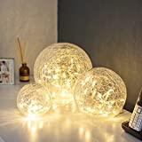 Meilleure lampe boule – Comparatif %currentmonth% %currentyear% Lights4fun Lot de 3 Décorations Boules Lumineuses LED en Verre Craquelé à Piles