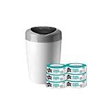 Meilleure poubelle à couches – Comparatif %currentmonth% %currentyear% Tommee Tippee Poubelle à Couches Simplee Sangenic, Inclus 6x Cassettes de Recharge, Blanc et Gris