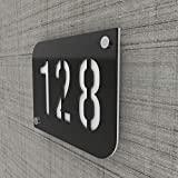 Meilleure plaque de numéro de maison – Comparatif %currentmonth% %currentyear% Plaque numéro de rue/maison noire design avec fond personnalisable - Modèle URBAN - Blanc - 15