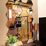 Meilleur miroir adhésif – Comparatif %currentmonth% %currentyear% Lot de 12 miroirs acryliques autocollants muraux hexagonaux en plastique pour décoration d’intérieur, pour le salon, la chambre à coucher, au dessus du canapé ou de la télévision doré