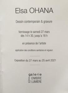 Galerie Ombre & Lumière (Venterol – Drôme)  Exposition Elsa OHANA  27 Mars au 25 Avril 2021