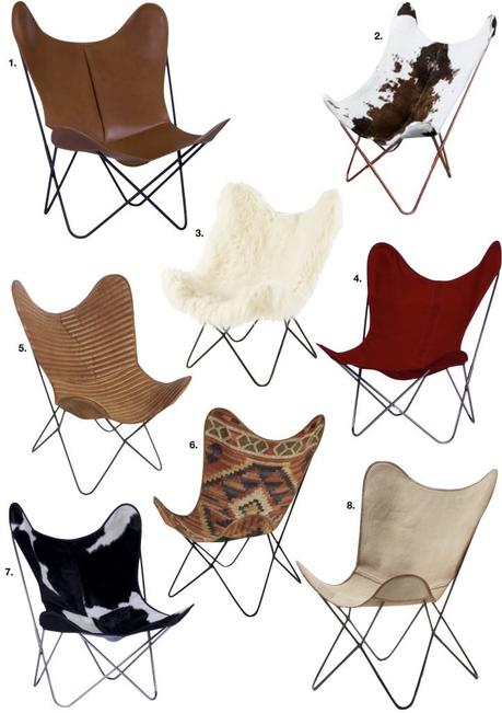 fauteuil butterfly tissu cuir peau de vache ethnique rouge marron blanc noir - blog déco - clem around the corner