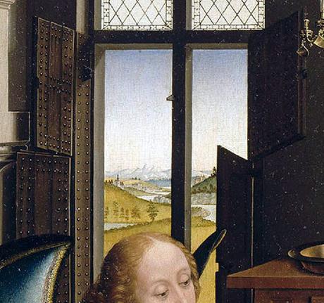 van der weyden 1434 ca annonciation Louvre detail volets