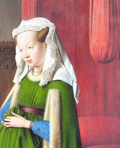 Van_Eyck 1434 _Arnolfini_Portrait noeud ventre