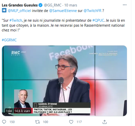 Quelle grande modernité, @SamuelEtienne, vraiment… #RN #twitch
