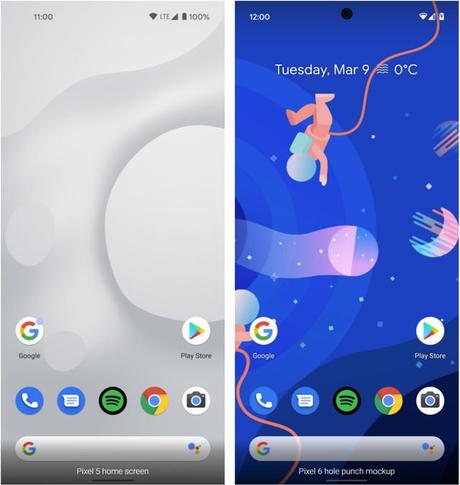 Google Pixel 6 : caméra frontale 4K déplacée vers le centre ?