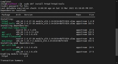 Installer le serveur Web Apache sur AlmaLinux 8
