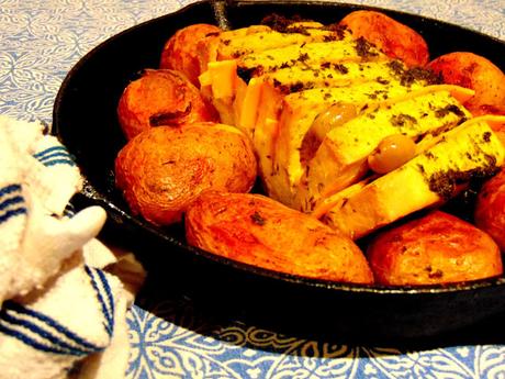 Tofu Hasselback avec petites pommes de terre