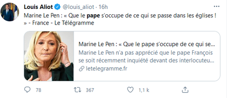Marine Le Pen n’aime pas trop les racines chrétiennes de la fRance…