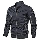 Meilleur blouson de pilote – Comparatif mars 2021 KEFITEVD Hommes Casual Blouson Gris Veste D'été Mince Vestes De Baseball Manteaux Cargo avec Multi Pochettes