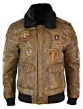 Meilleur blouson de pilote – Comparatif mars 2021 Blouson Homme Pilote aviateur Bomber Cuir véritable col Fausse Fourrure Amovible Style Vintage rétro