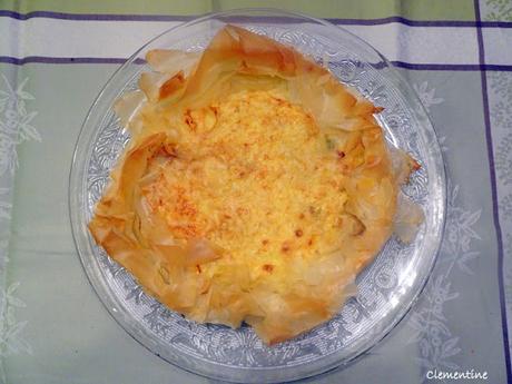 Tarte filo aux poireaux et fromage