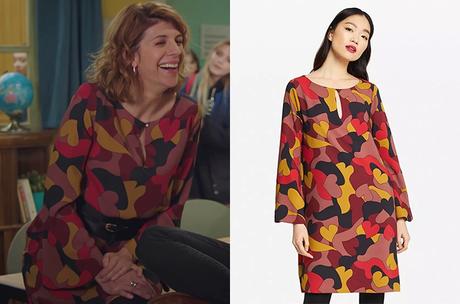 DEMAIN NOUS APPARTIENT : la robe  à motifs “cœurs” de Sandrine dans l’épisode 883
