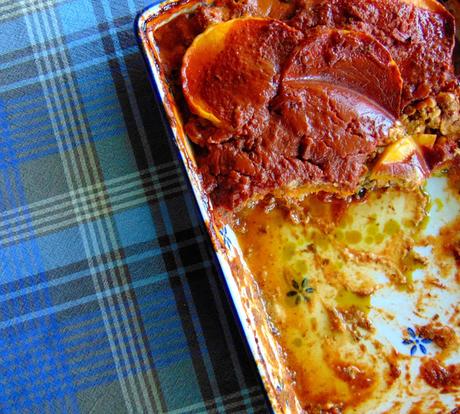 Lasagne de courge au tempeh, au frauxmage à la crème de cajou et au pesto