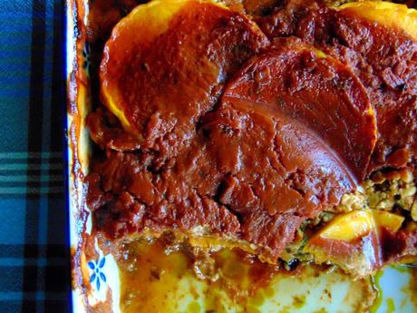 Lasagne de courge au tempeh, au frauxmage à la crème de cajou et au pesto