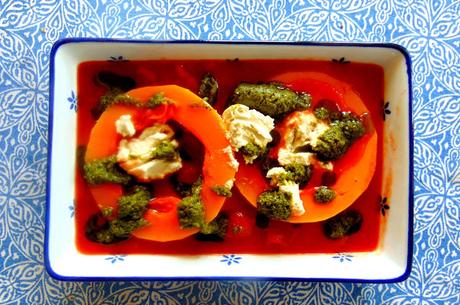 Lasagne de courge au tempeh, au frauxmage à la crème de cajou et au pesto