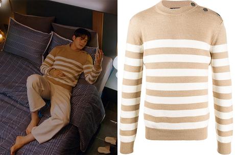 TRUE BEAUTY : Lee Su-Ho’s beige and white striped sweater in S1E03