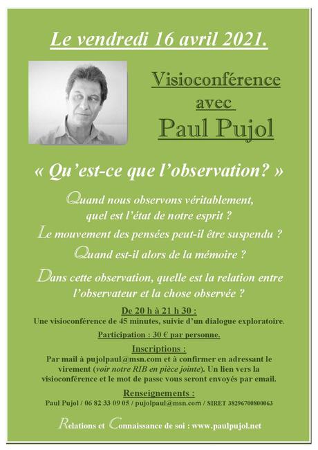 16 avril 2021: Visioconférence de Paul Pujol