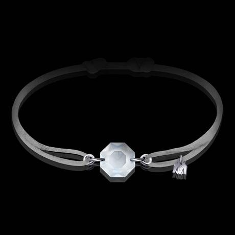 bracelet en cristal octogone et cordon gris