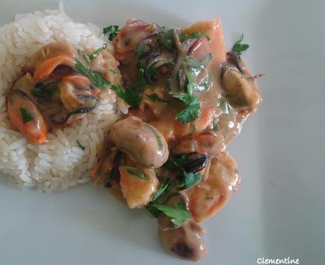 Moules aux champignons et riz