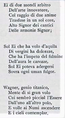 ... Wagner, genio titanico.... Un poema di P. Oreffi.