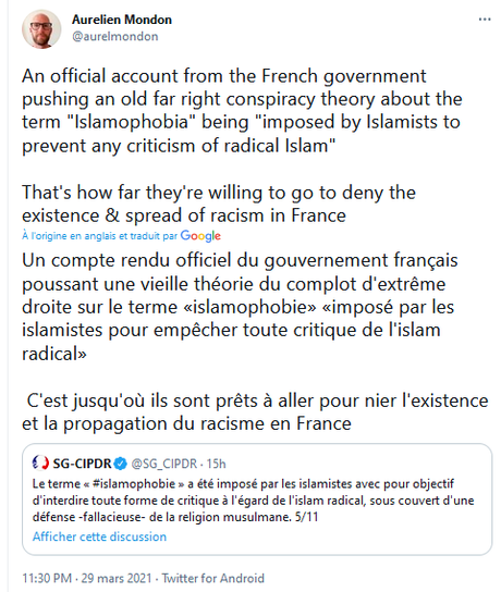 ma réponse au @SG_CIPDR : de la propagande d’Etat autour du terme #islamophobie pour servir sa loi raciste #separatisme