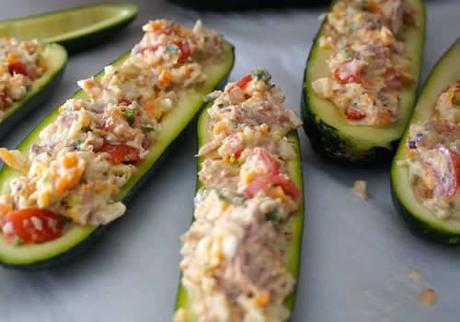 Courgettes farcies au thon et fromage