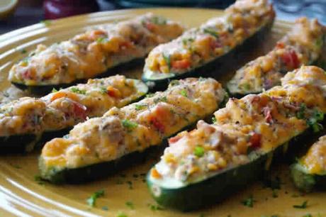 Courgettes farcies au thon et fromage
