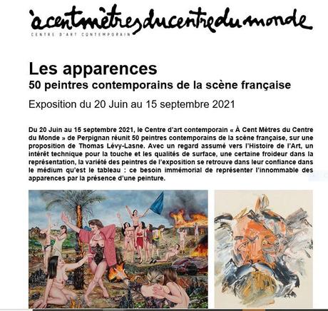 Centre d’Art  » A Cent Mètres du Centre du Monde « -50 Peintres contemporains 20 Juin au 15 Septembre 2021 – Perpignan –