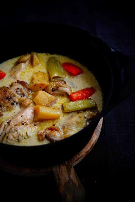 légumes , plat en sauce , plat réconfortant au cidre