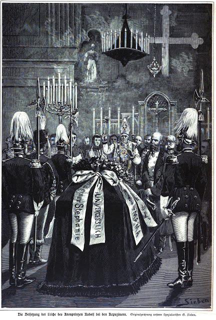 Die Beisetzung der Leiche des Kronprinzen Rudolf — Les funérailles du prince héritier Rodolphe dans la crypte des Capucins