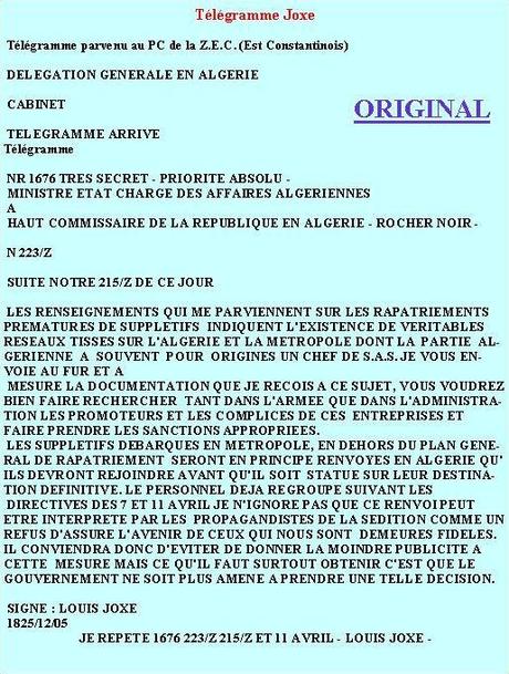 Louis Joxe et les Harkis Louis Joxe et les Harkis