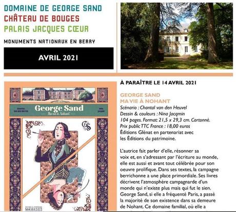 Région Centre   sortie le 14 Avril 2021 du roman graphique « Georges Sand – ma vie à Nohant »