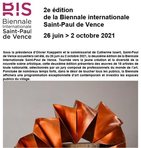 B I S 2e édition de la Biennale de Saint-Paul de Vence 26 Juin au 2 Octobre 2021