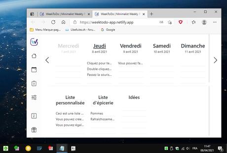 WeekToDo - agenda hebdomadaire minimaliste pour Windows 10