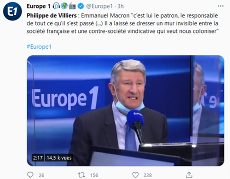 Philippe de Villiers continue à faire tourner son vieux disque rayé (avec la bénédiction de Sonia Mabrouk)  #racisme #complotisme