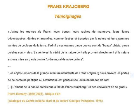 Espace Frans Krajcberg – ce dernier aurait 100 ans ce jour – le 12 Avril 2021 –