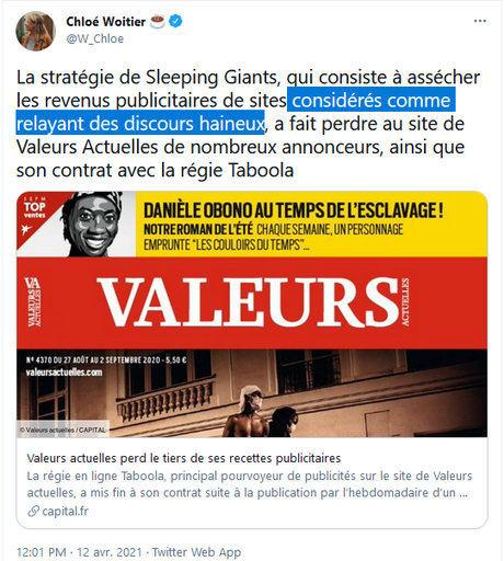 L’argent n’a pas d’odeur… mais sent de plus en plus mauvais,  chez Valeurs « actuelles » … (vive les  @slpng_giants_fr )