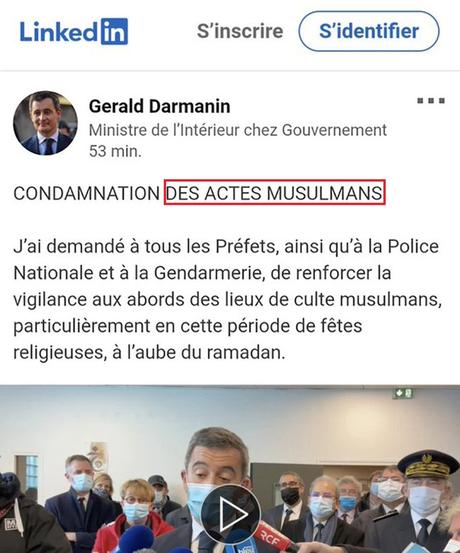 le gouvernement envoie le pompier pyromane Darmanin éteindre l’incendie qu’il a lui-même allumé… #islamophobie #Rennes #Avicenne