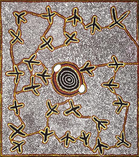 Une peinture aborigène du grand Paddy Stewart Tjapaltjarri