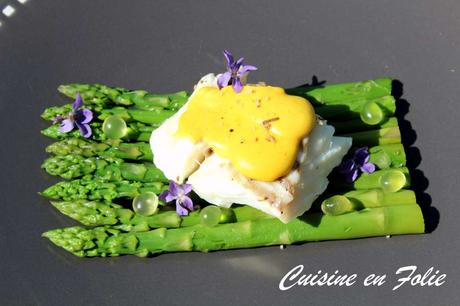 Asperges vertes – cabillaud safran-yuzu