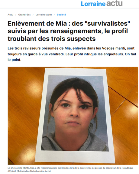 Les 3 kidnappeurs de #Mia sont d’extrême-droite. Silence dans la fachosphère…   #survivalisme