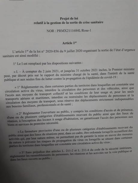 Projet de loi de Sortie de crise