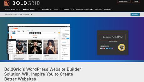 Page d'accueil du constructeur de sites Web de BoldGrid